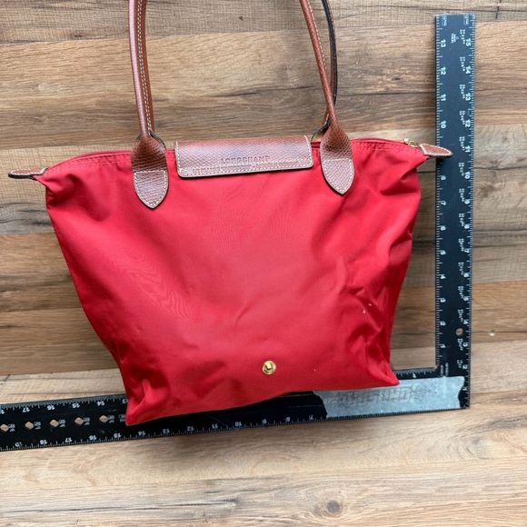 LONGCHAMP Tote Bag LE PLIAGE Nylon/Leather Foldable Red Red Tote Bag - Picture 4 of 8